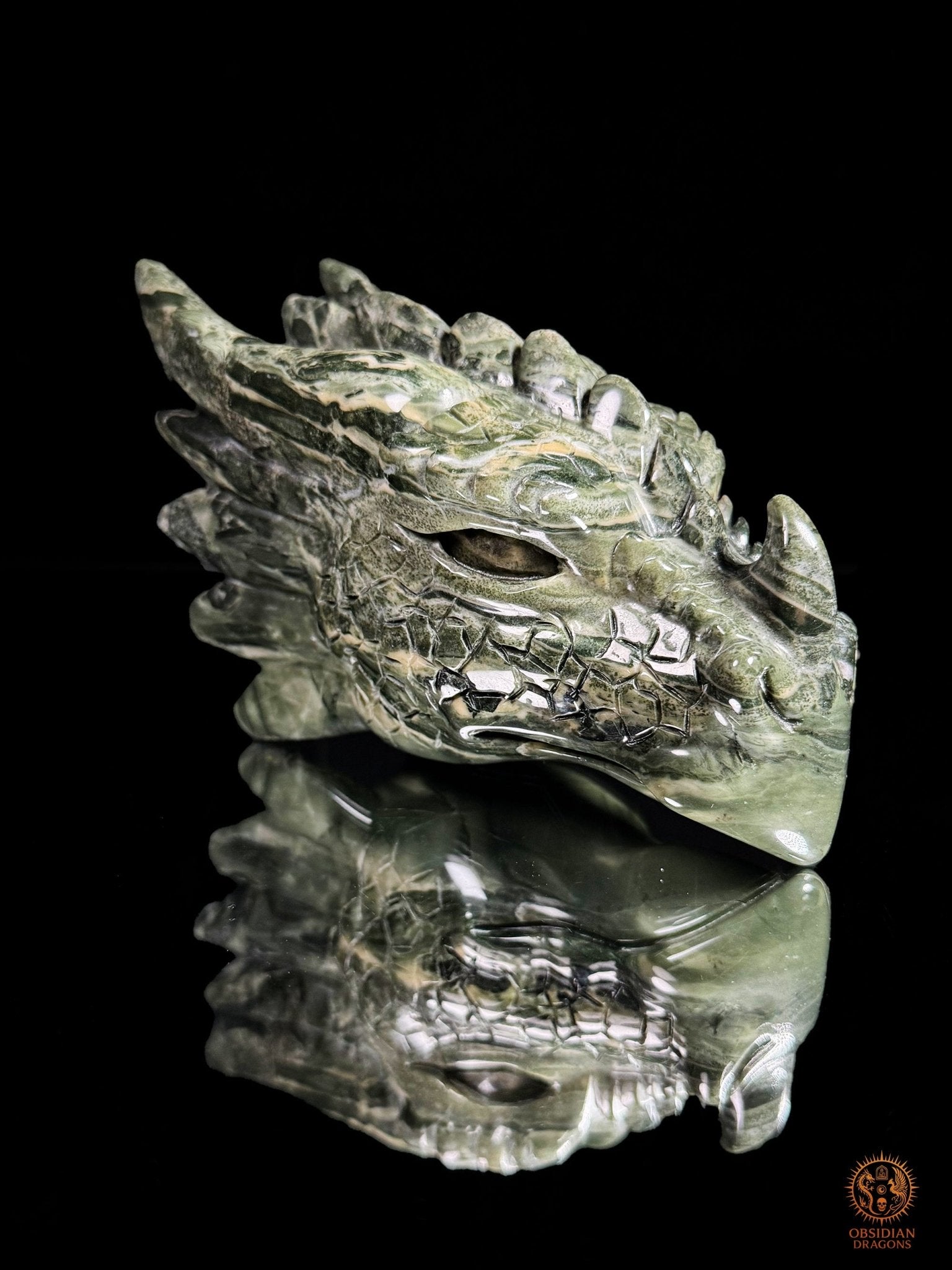 Tête de dragon en jade des 9 dragons – Gardien silencieux | obsidian dragons