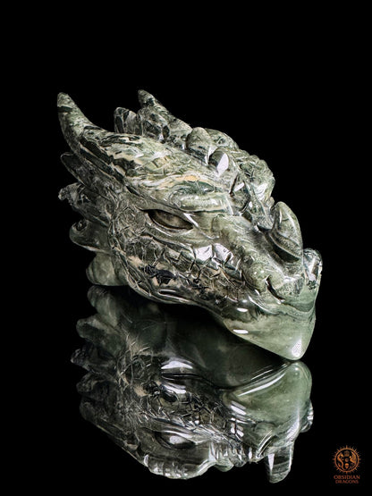 Tête de dragon en jade des 9 dragons – Gardien silencieux | obsidian dragons