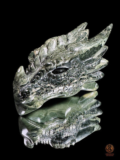 Tête de dragon en jade des 9 dragons – Gardien silencieux | obsidian dragons