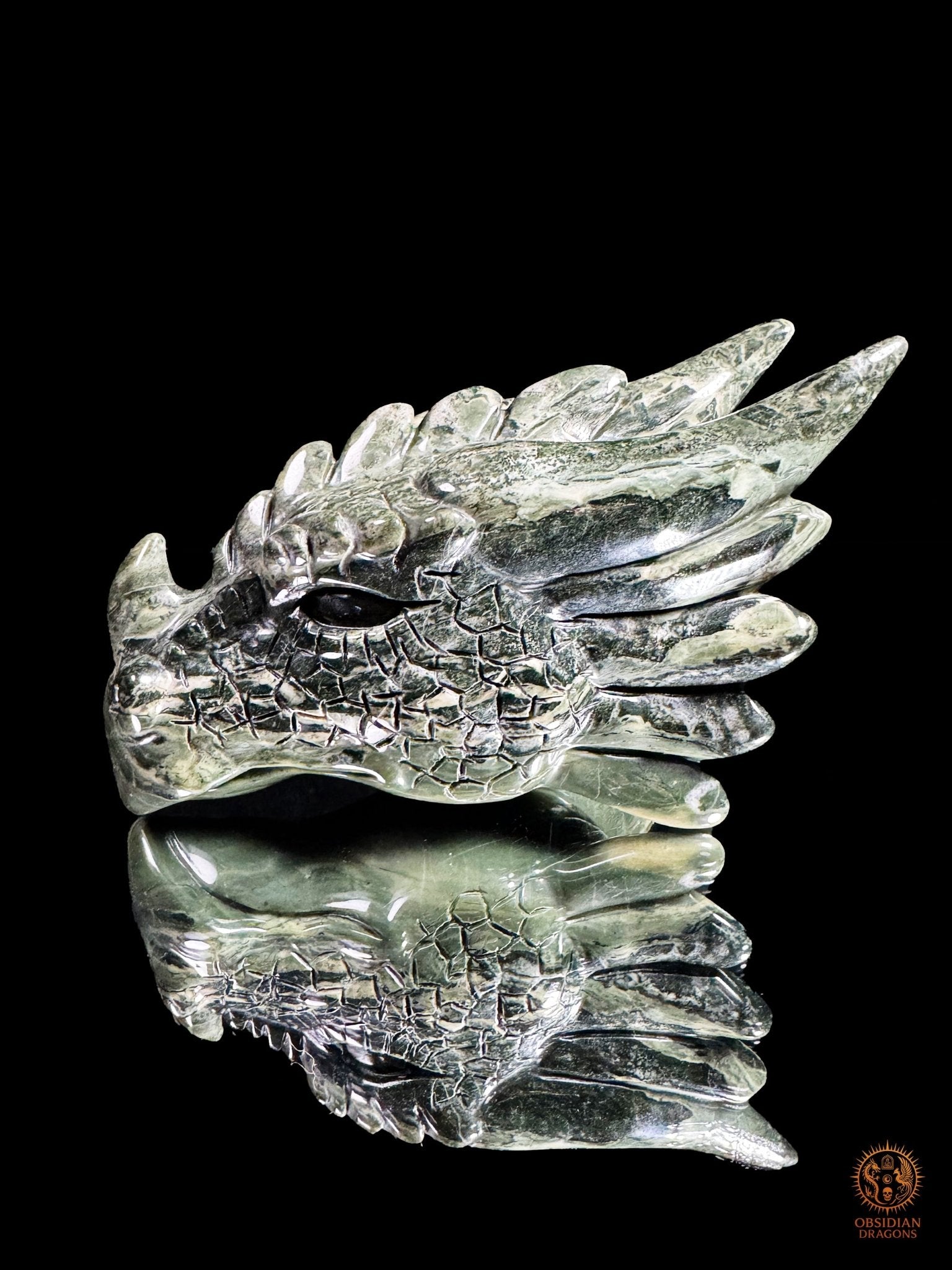 Tête de dragon en jade des 9 dragons – Gardien silencieux | obsidian dragons