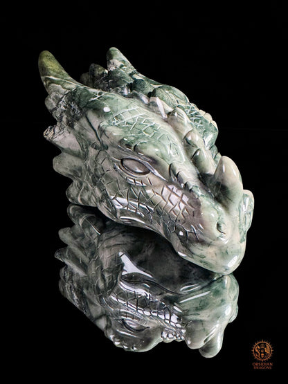 Tête de dragon en jade Hua’an Yu – Ancrage | obsidian dragons