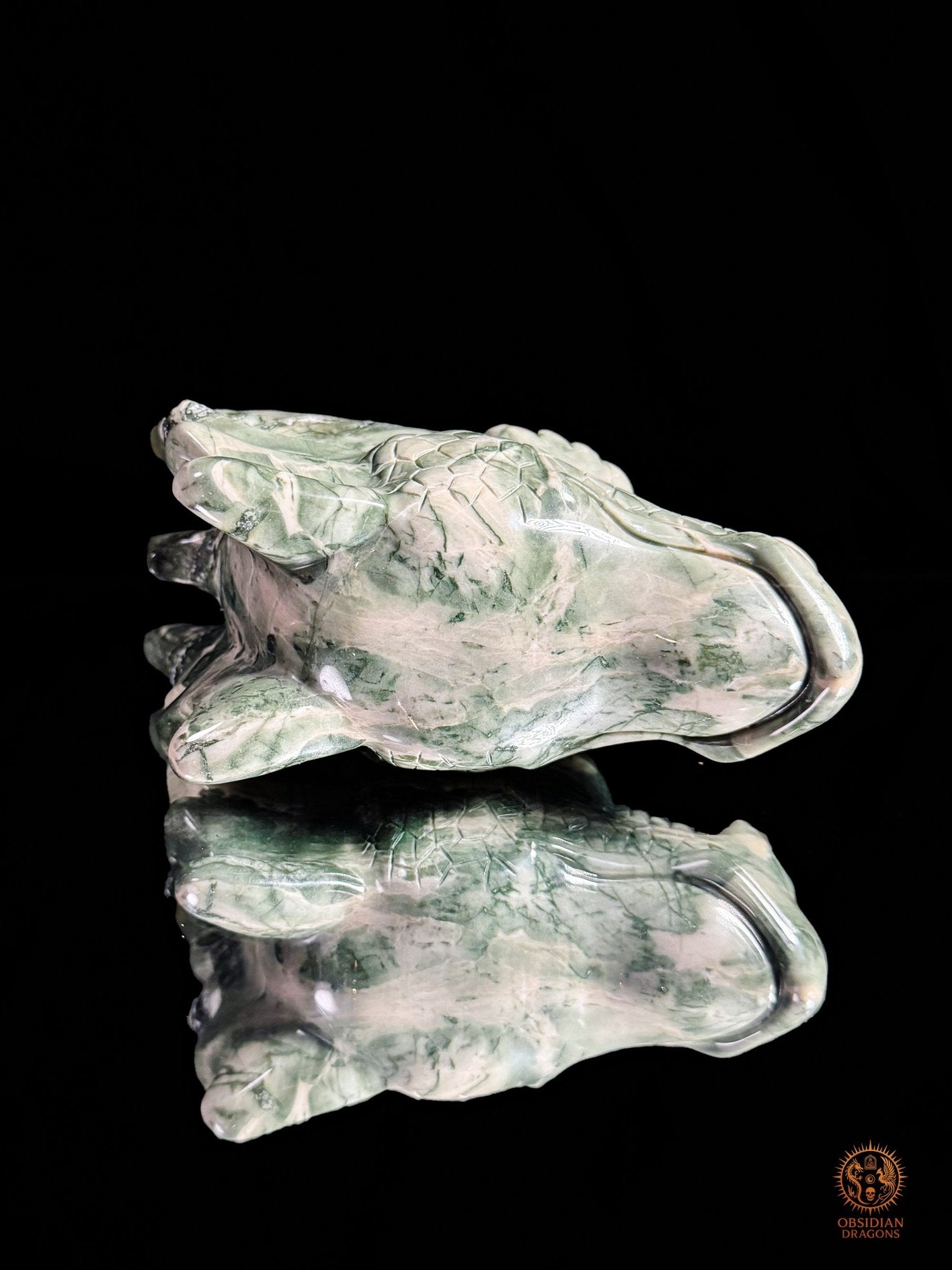 Tête de dragon en jade Hua’an Yu – Ancrage - obsidian dragons