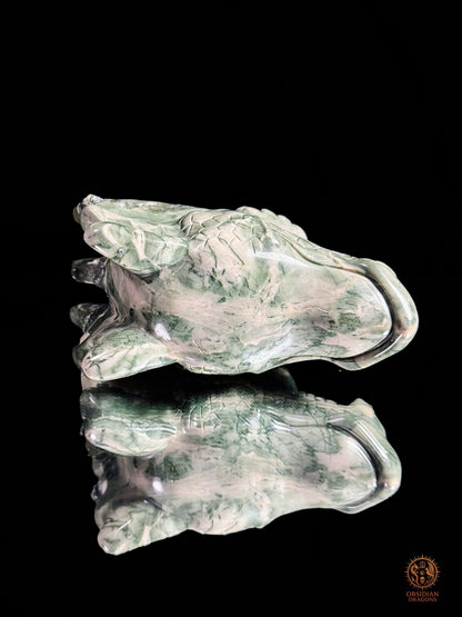 Tête de dragon en jade Hua’an Yu – Ancrage - obsidian dragons