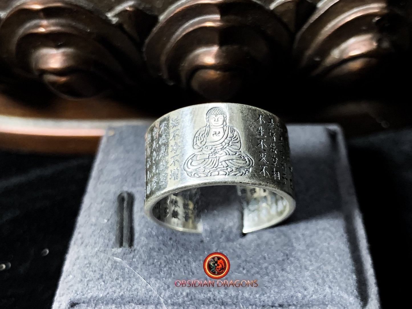 Bague Bouddha- Amitabha- Argent 925- réglable