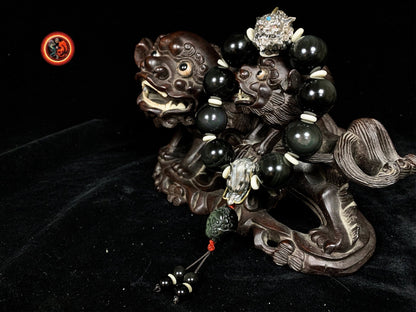 Bracelet Dragon en Obsidienne- Pixiu- Artisanal - Style Puissant