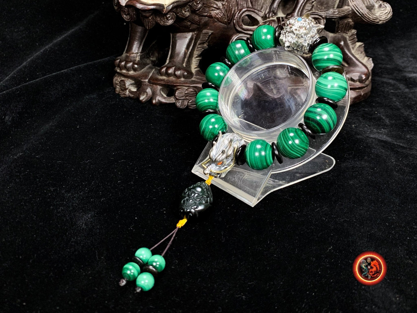 Bracelet dragon- Pixiu- perles de malachite