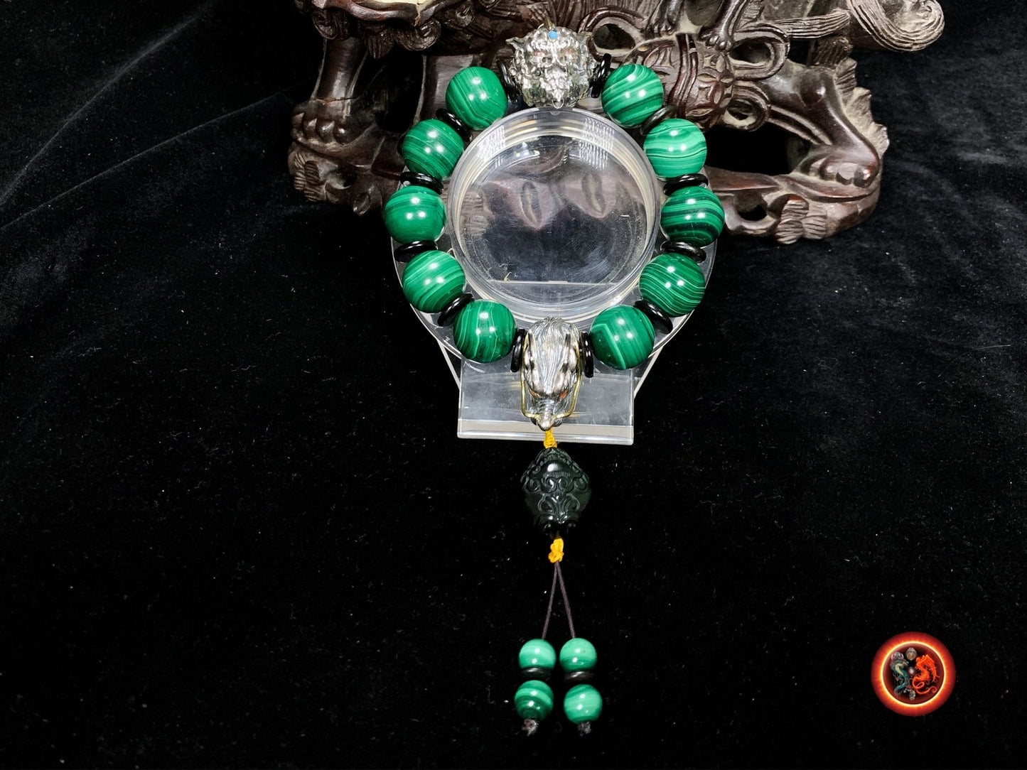 Bracelet dragon- Pixiu- perles de malachite