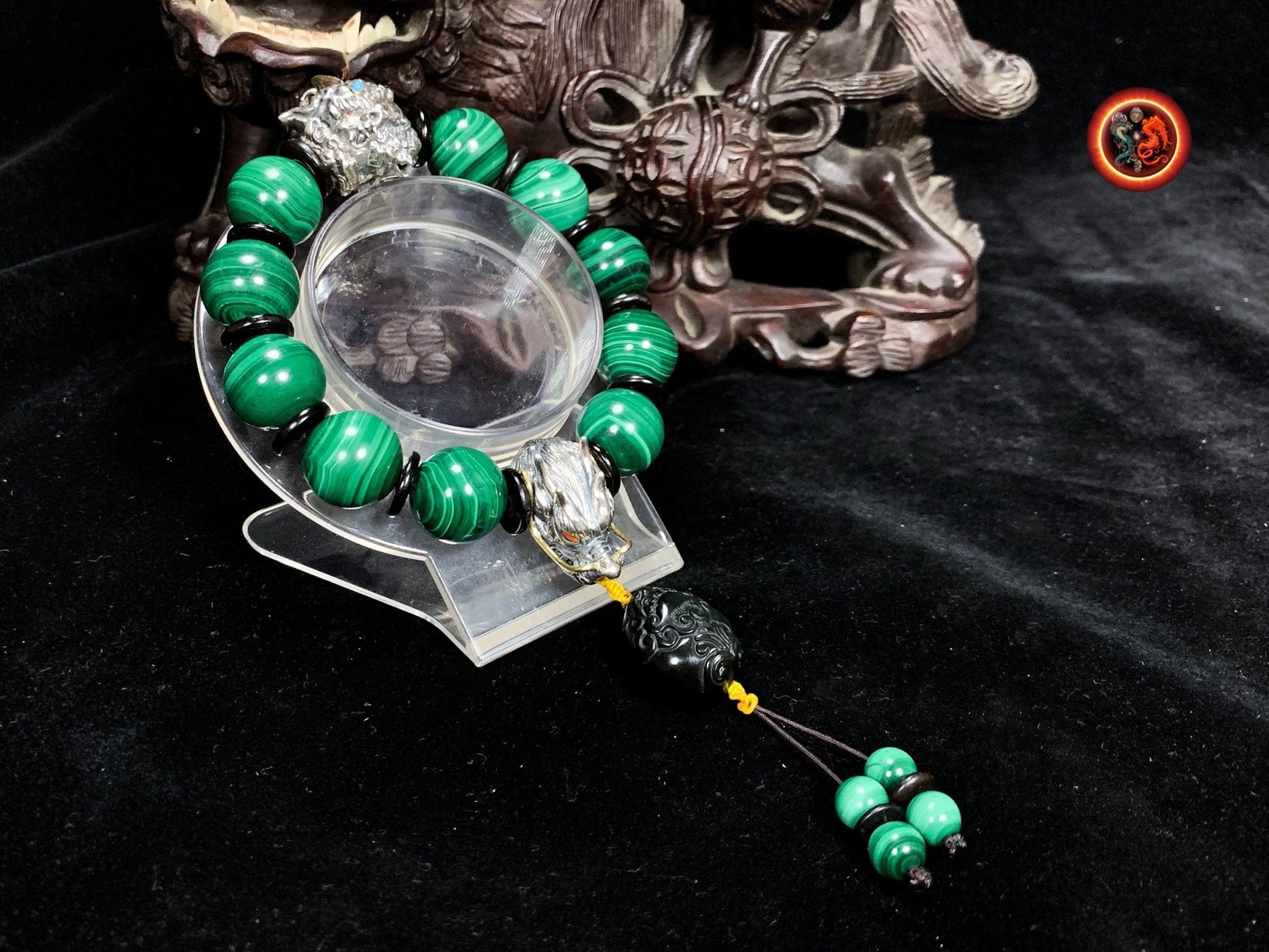 Bracelet dragon- Pixiu- perles de malachite