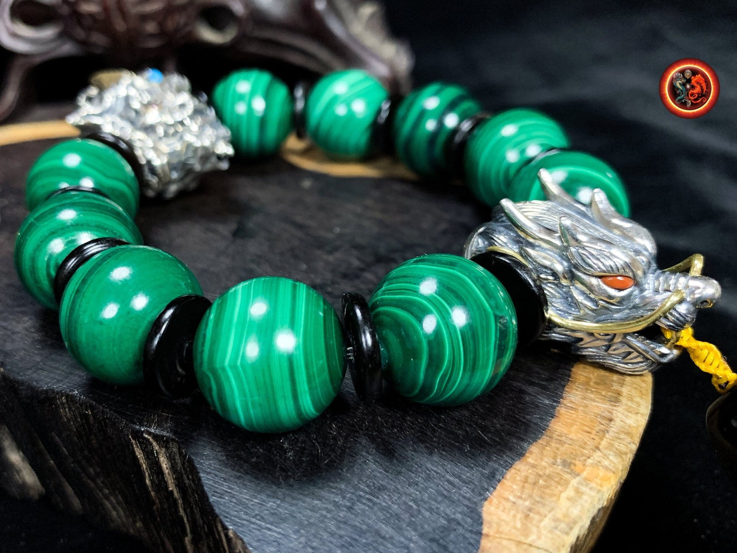 Bracelet dragon- Pixiu- perles de malachite