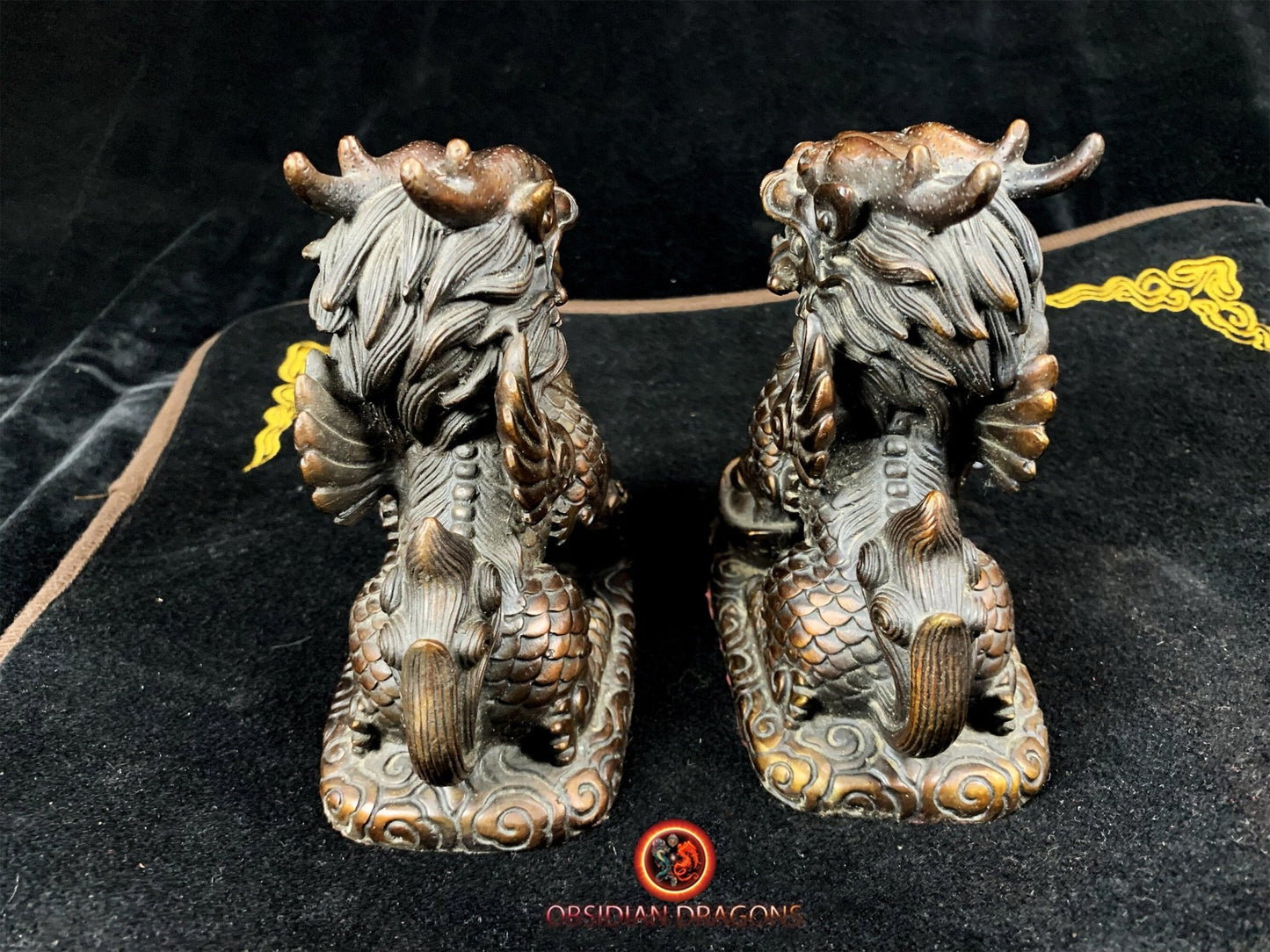 Couple de Kirin- Statuettes Feng Shui en bronze