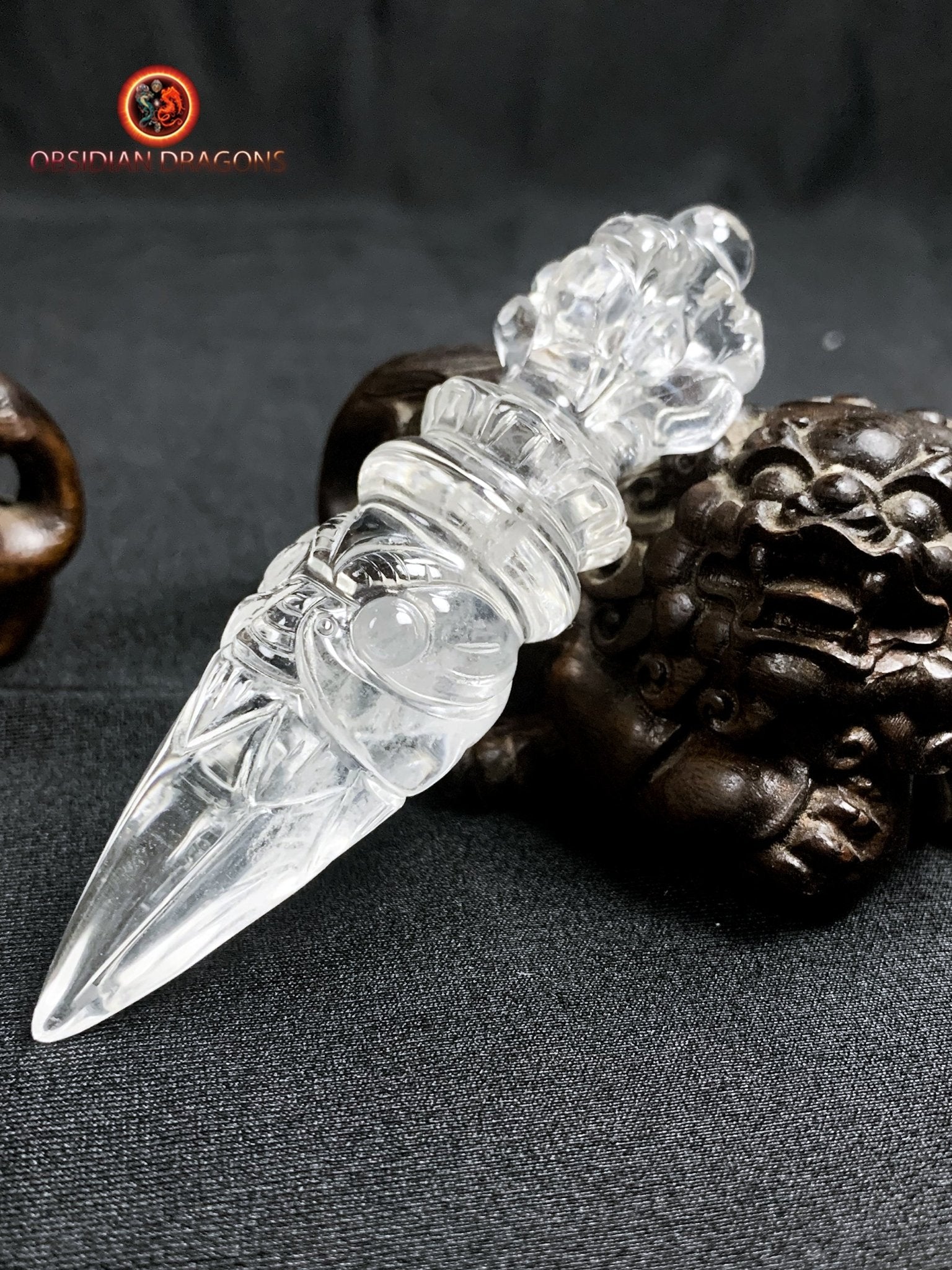 Dague Phurba en cristal de roche- Qualité gemme