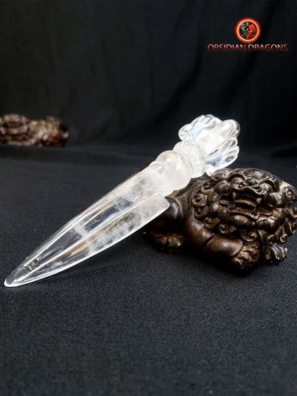 Phurba en cristal de roche- rituel tantrique