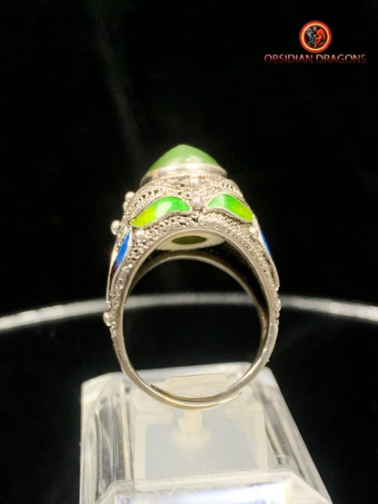 Bague en jade "oeil de chat"- argent- Cité Interdite | obsidian dragons