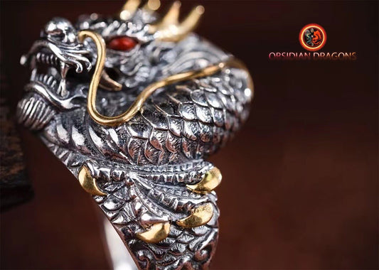 Bague Dragon Argent: Force & Sagesse