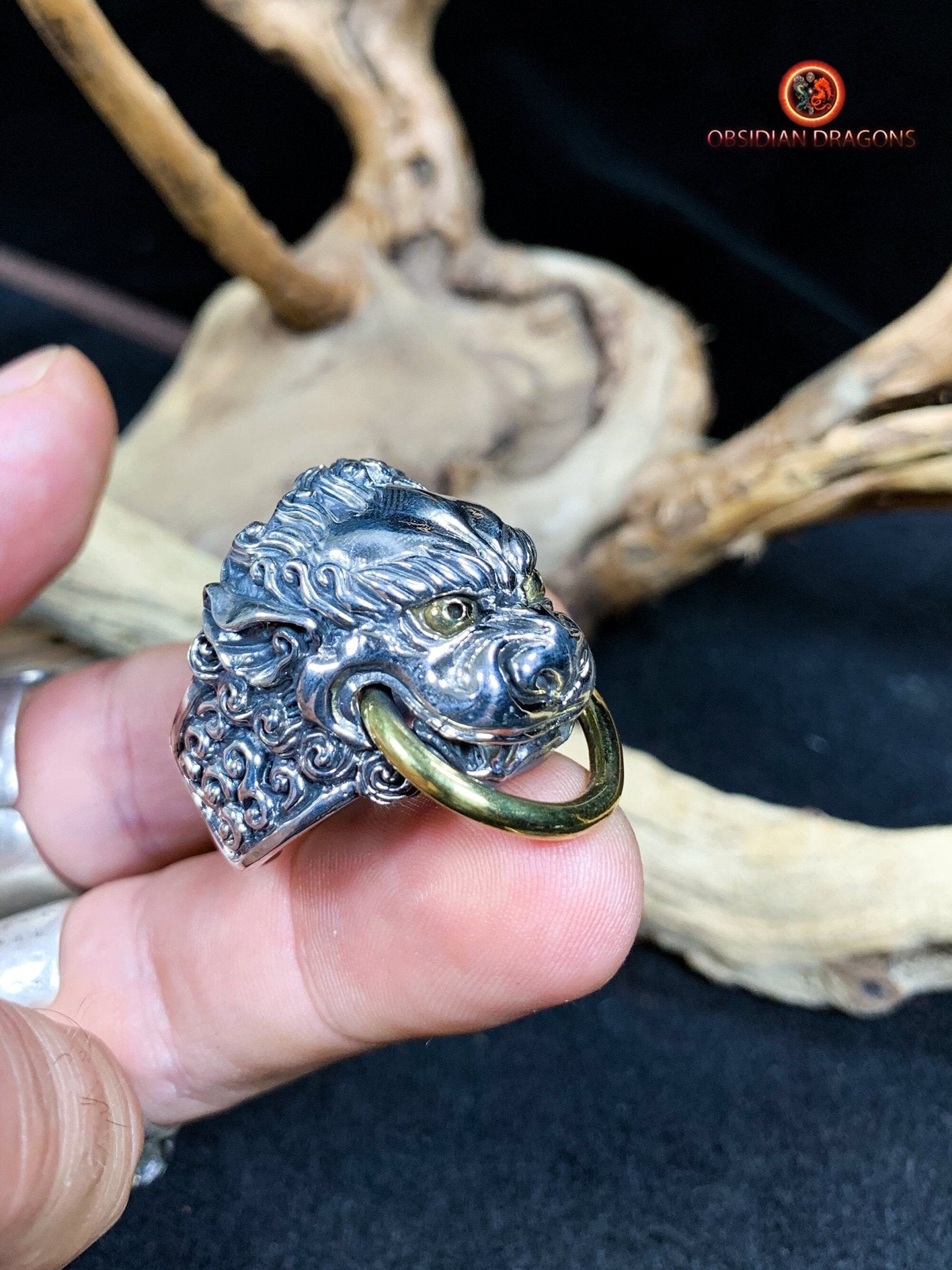 Bague lion de Bouddha- gardien protecteur