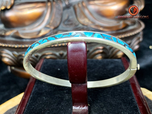 Bracelet manchette ethnique- turquoise- argent 925