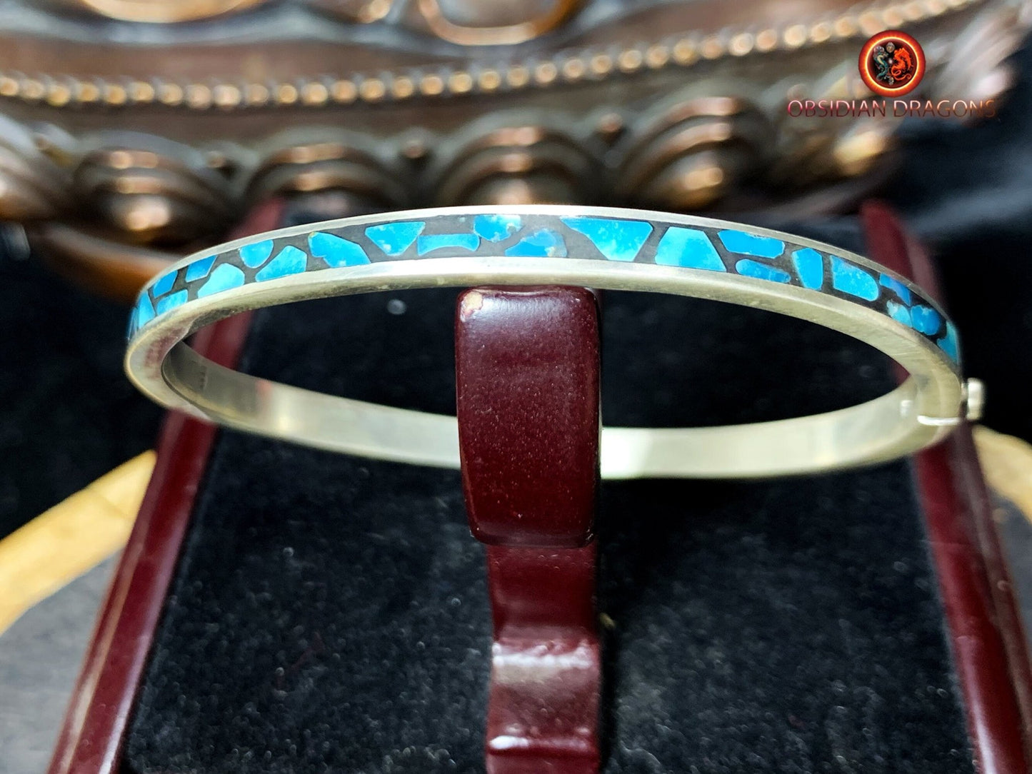 Bracelet manchette ethnique- turquoise- argent 925