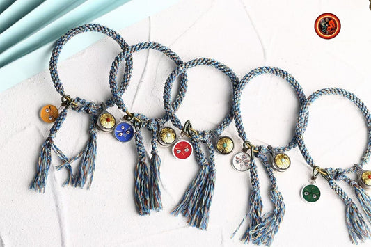 Bracelet bouddha, protection bouddhiste tibétain. Paix et bonne chance Bracelet tressé artisanalement Tangka yeux de bouddha peint épingle a mala - obsidian dragon
