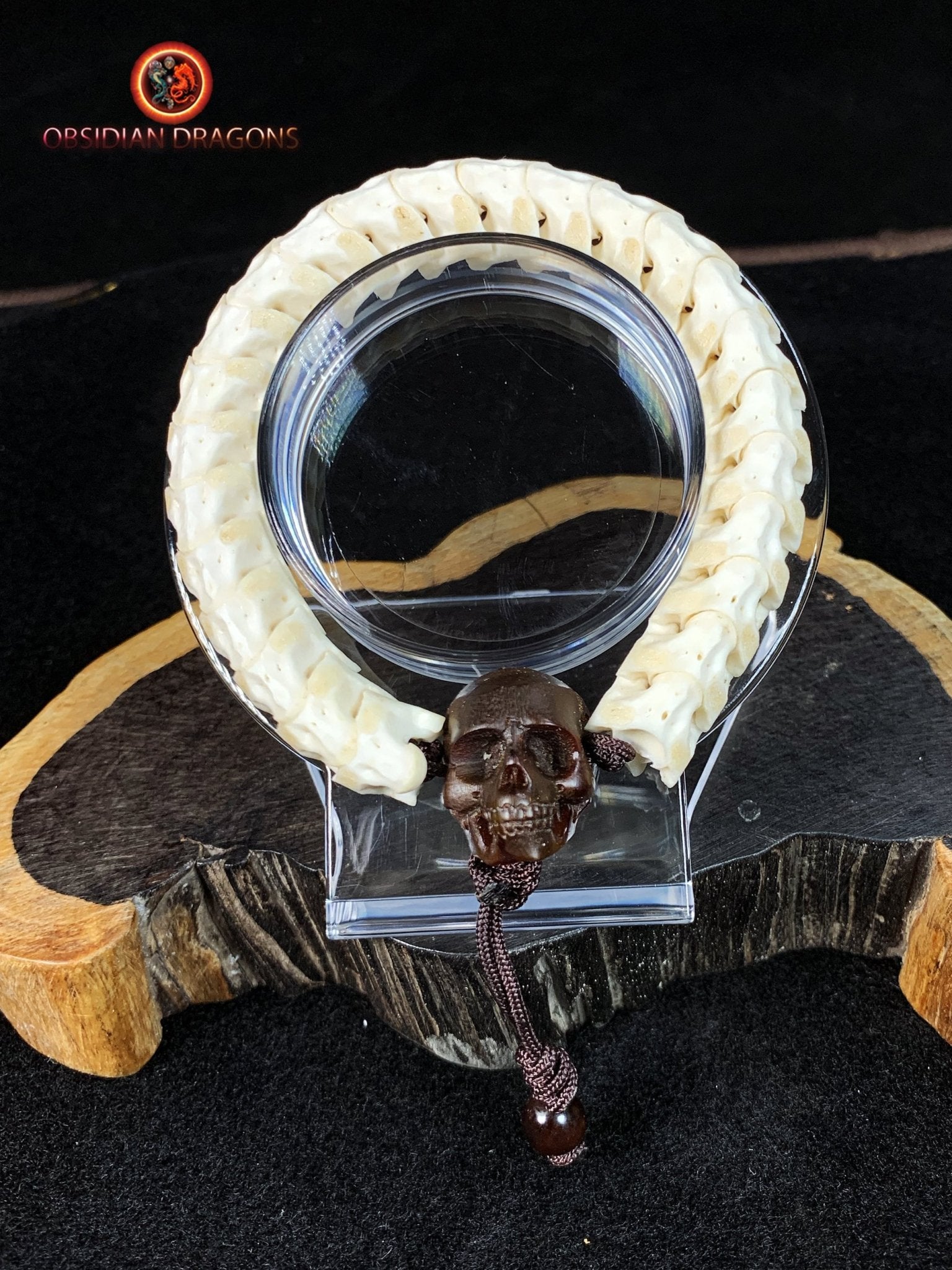 Snake, Vertebrae & Skull Bracelet – obsidian dragons