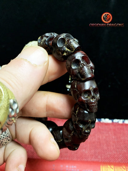 Bracelet crânes et dragon- création artisanale | obsidian dragons