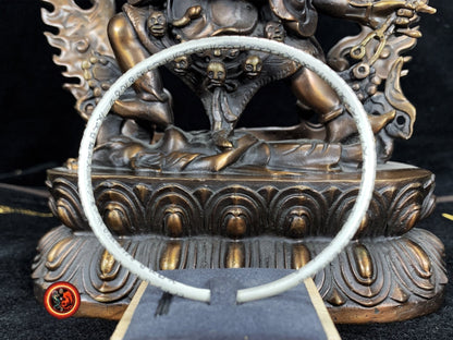 Bracelet jonc bouddhiste sutra du coeur argent 999/1000ème.Sutra gravé à l'extérieur et à l'intérieur du bracelet. - obsidian dragon