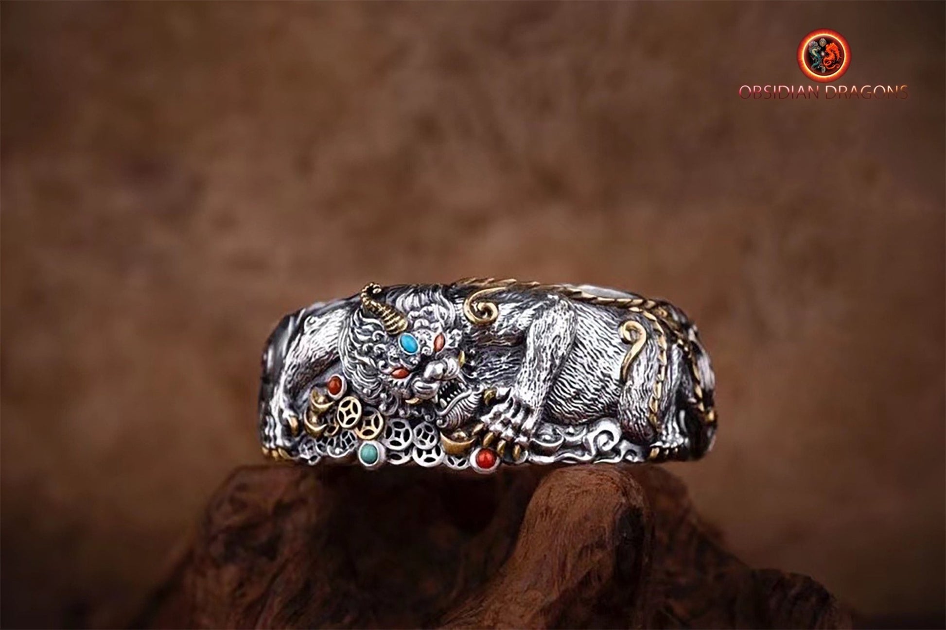 Bracelet Manchette Pixiu- Feng Shui- Bonne fortune