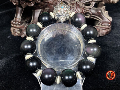 Bracelet Pixiu- obsidiennes oeil celeste- Bonne fortune