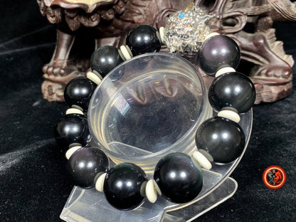 Bracelet Pixiu- obsidiennes oeil celeste- Bonne fortune