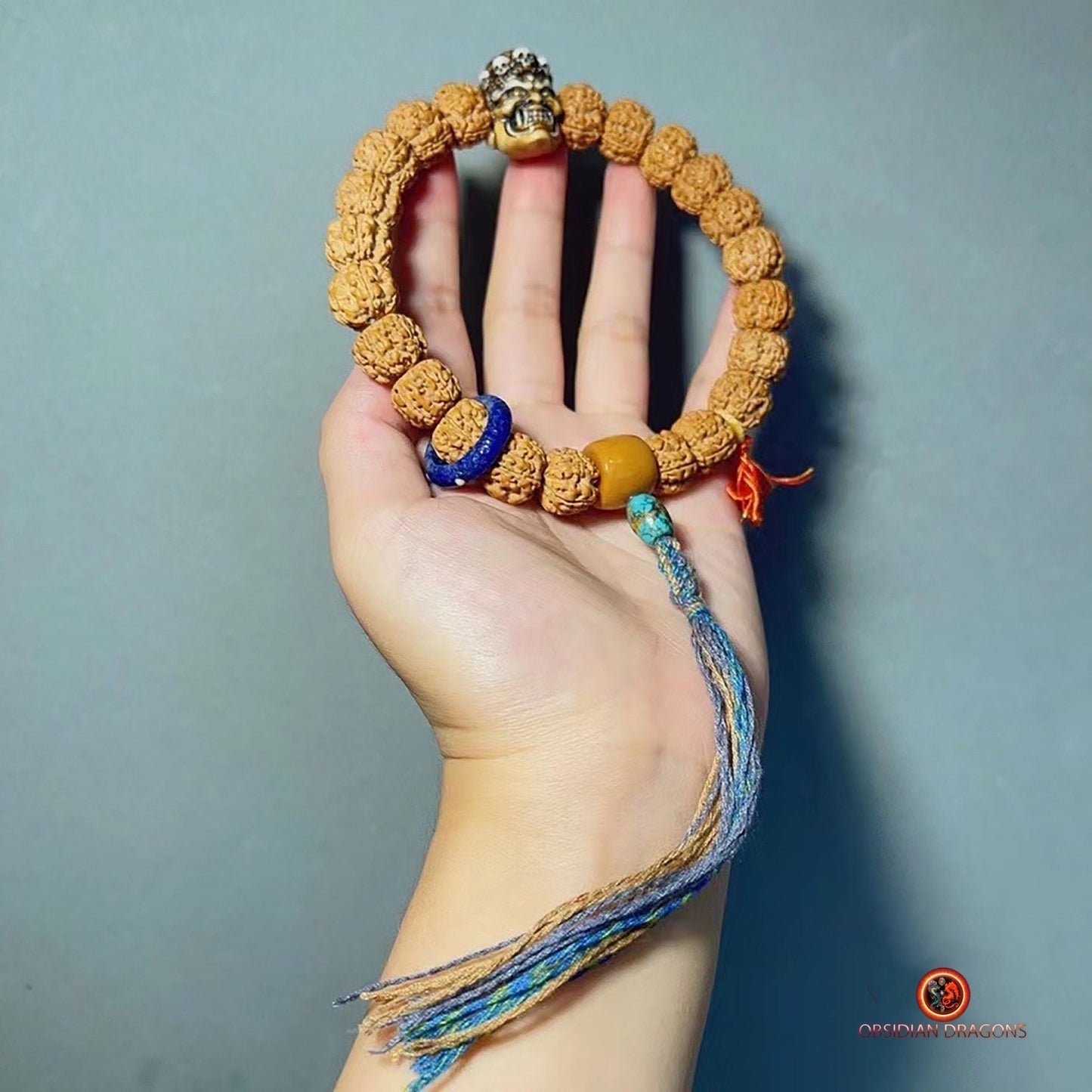 Mala Tibétain Unique- Rudraksha- Netsuké Mahakala