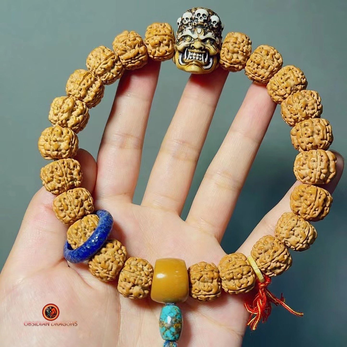 Mala Tibétain Unique- Rudraksha- Netsuké Mahakala