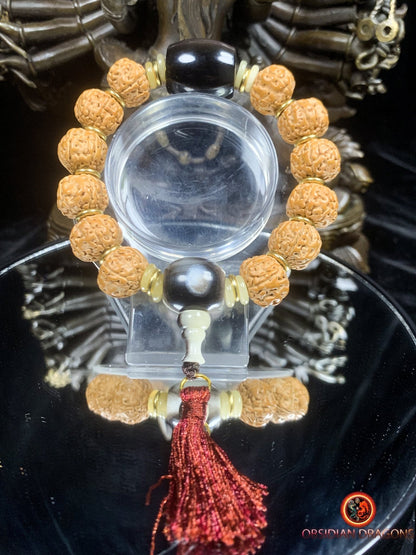 Bracelet en rudraksha- obsidienne oeil celeste- Connexion
