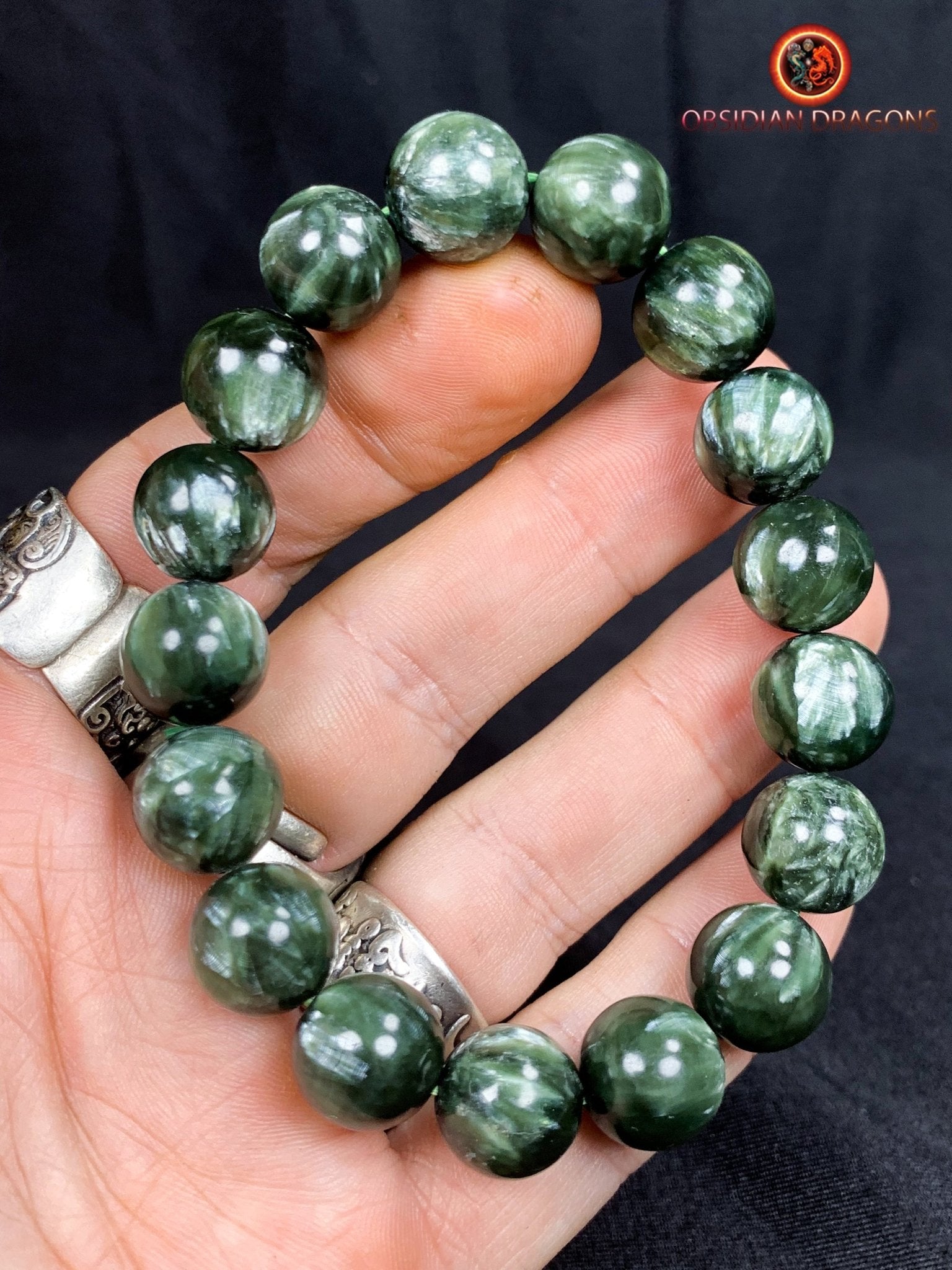 bracelet en séraphinite- perles de 12mm