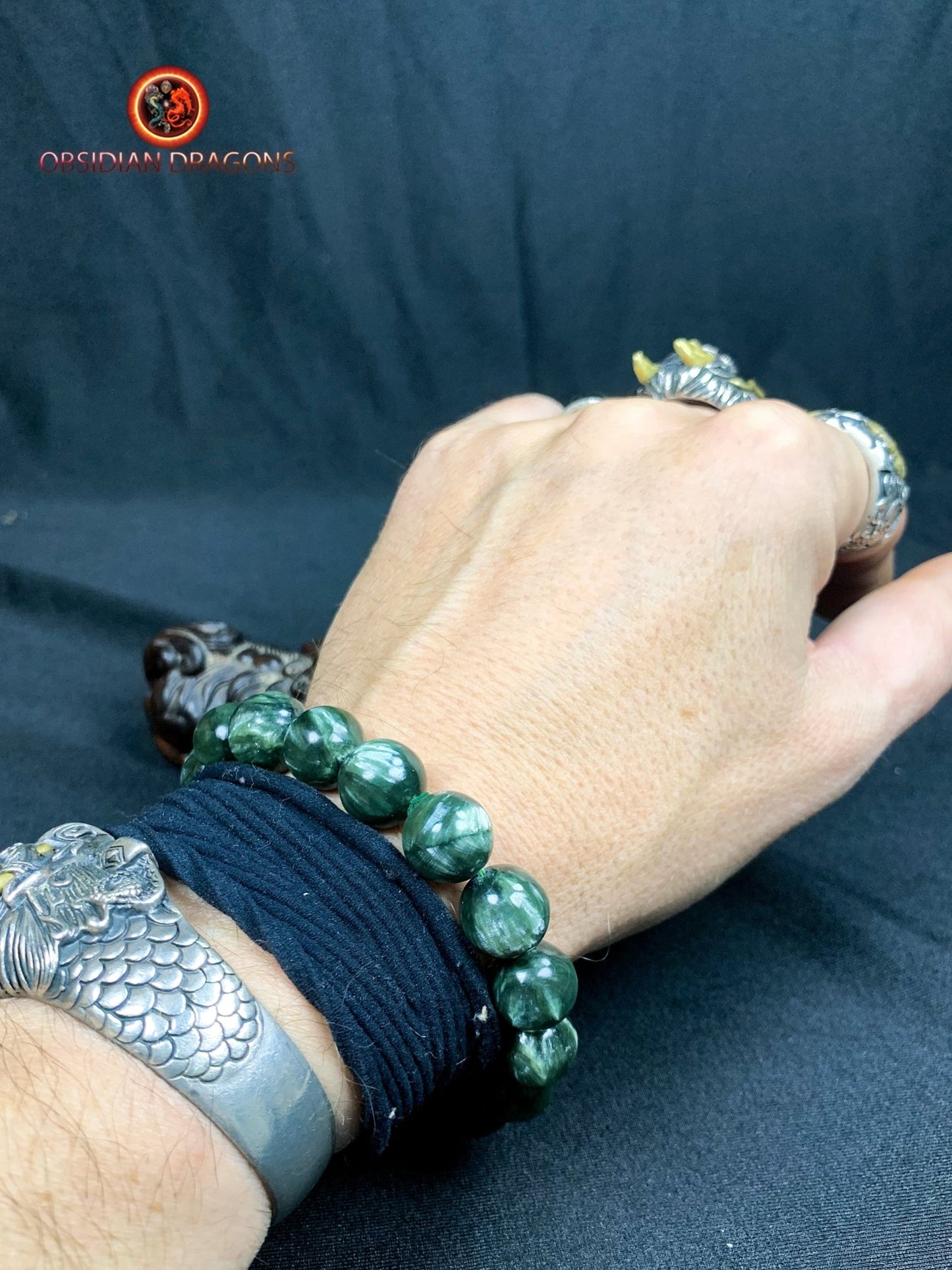 bracelet en séraphinite- perles de 12mm