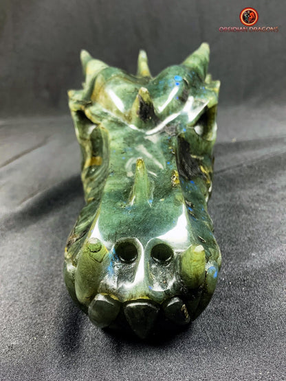 Grand crâne de dragon- Labradorite- Unique