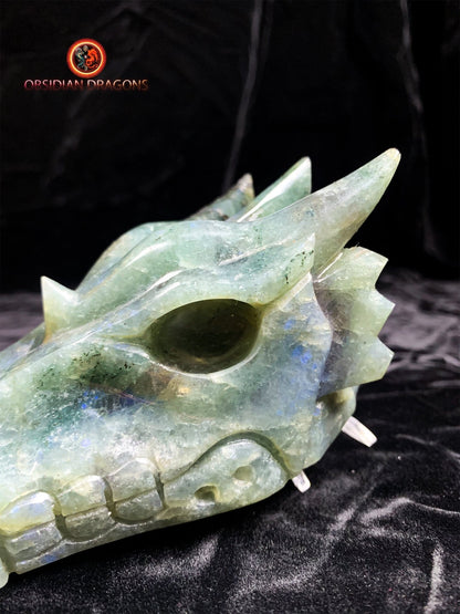 Dragon de méditation en labradorite