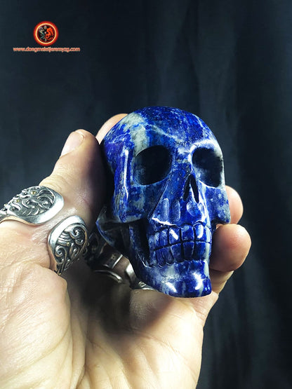 crâne de cristal en lapis lazuli entièrement réalisé à la main pièce unique 6/5,5/3cm 0,255kg - obsidian dragon