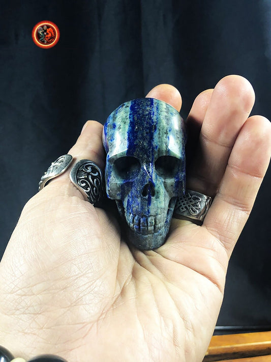 crâne de cristal en lapis lazuli entièrement réalisé à la main pièce unique 5,5/4,5/3cm 0,174kg - obsidian dragon