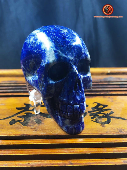 crâne de cristal en lapis lazuli entièrement réalisé à la main pièce unique 6/5,5/3cm 0,255kg - obsidian dragon
