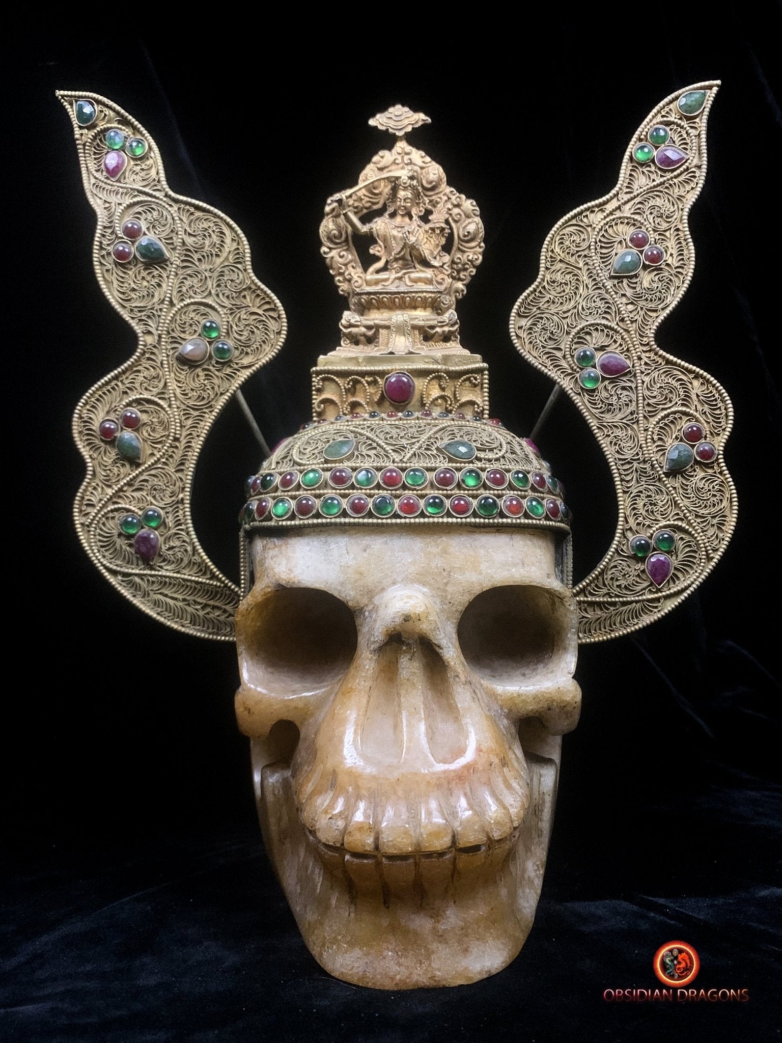Grand crâne de cristal tibétain- Bodhisattva Manjushri