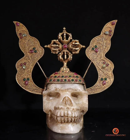 Crâne de cristal tibétain- Double Dorjé