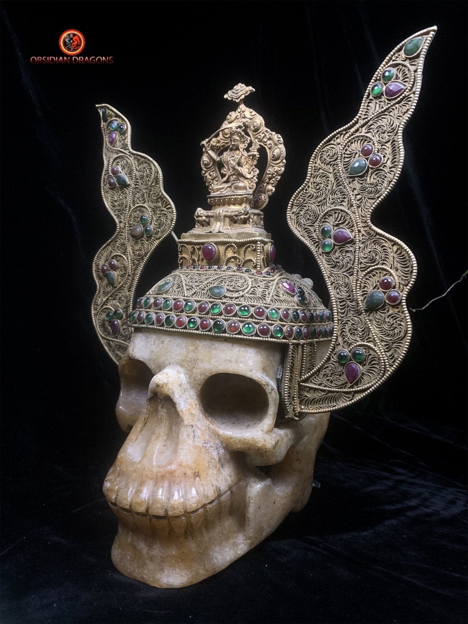 Grand crâne de cristal tibétain- Bodhisattva Manjushri