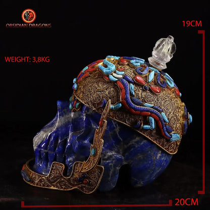 Crâne de cristal tibétain en lapis lazuli