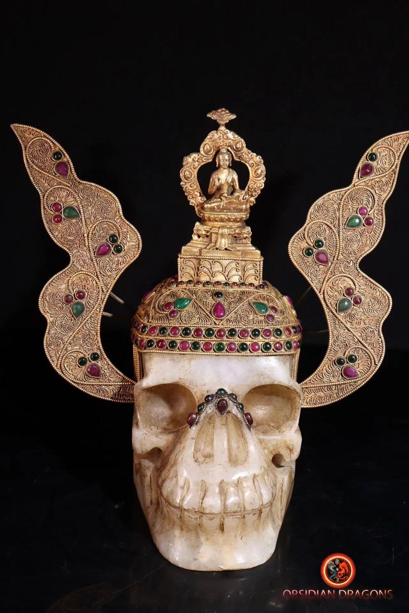 Rare crâne de cristal tibétain- Bouddha Sakyamuni