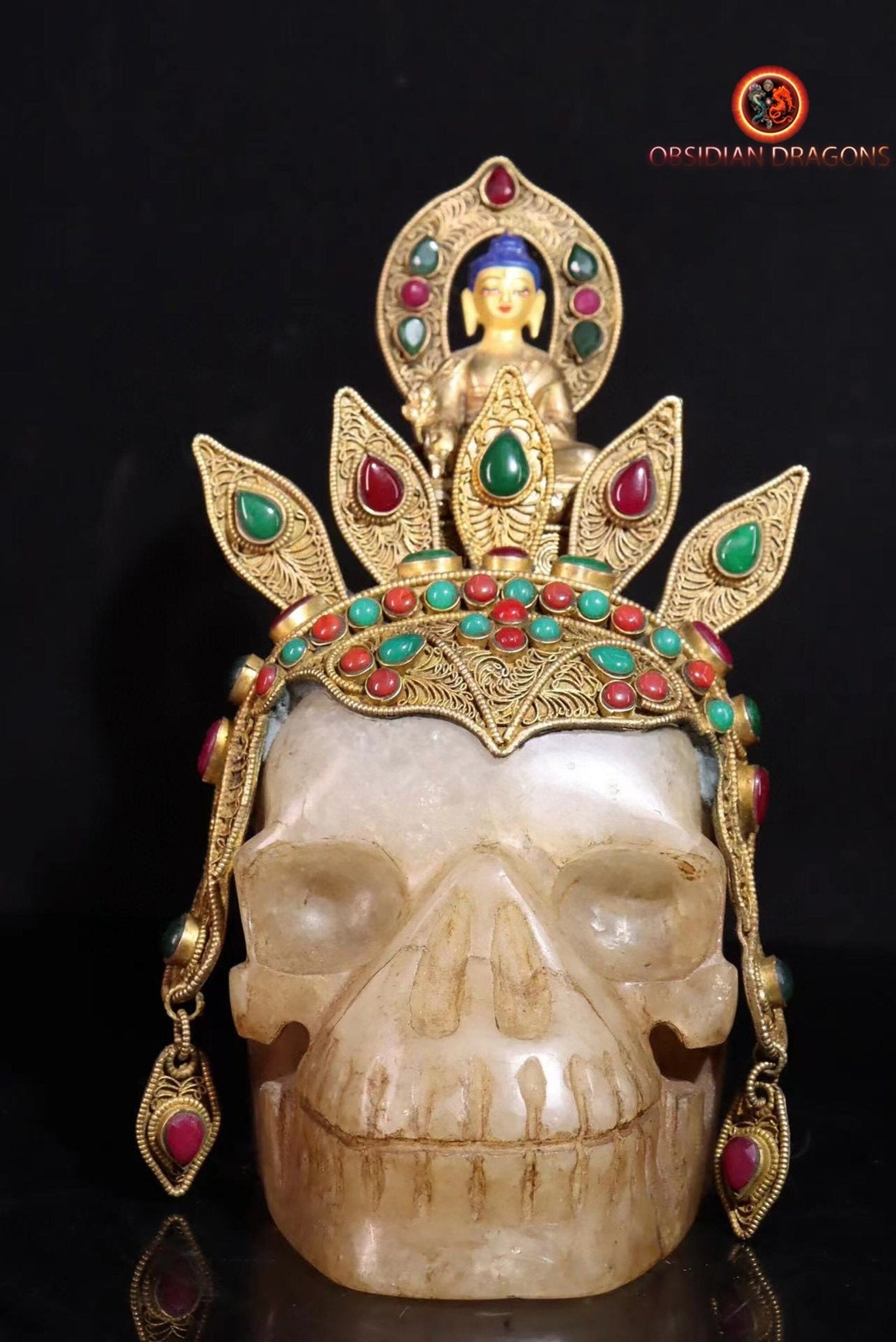 Authentique crâne de cristal tibétain- Bouddha Sakyamuni