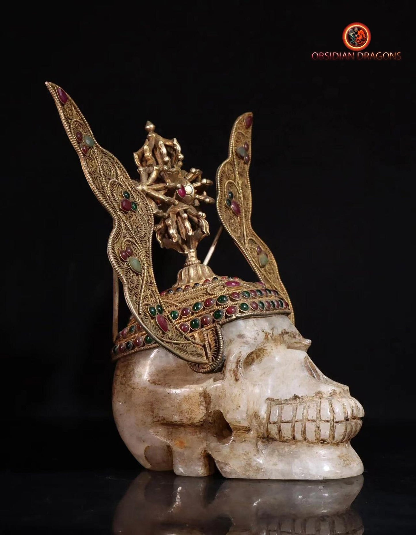 Crâne de cristal tibétain- Double Dorjé