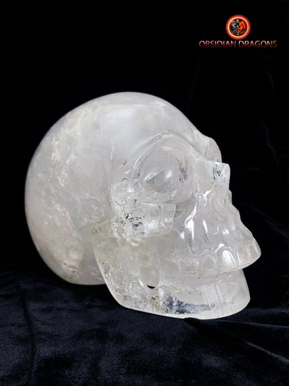 Grand crâne en cristal de roche himalayen- Unique