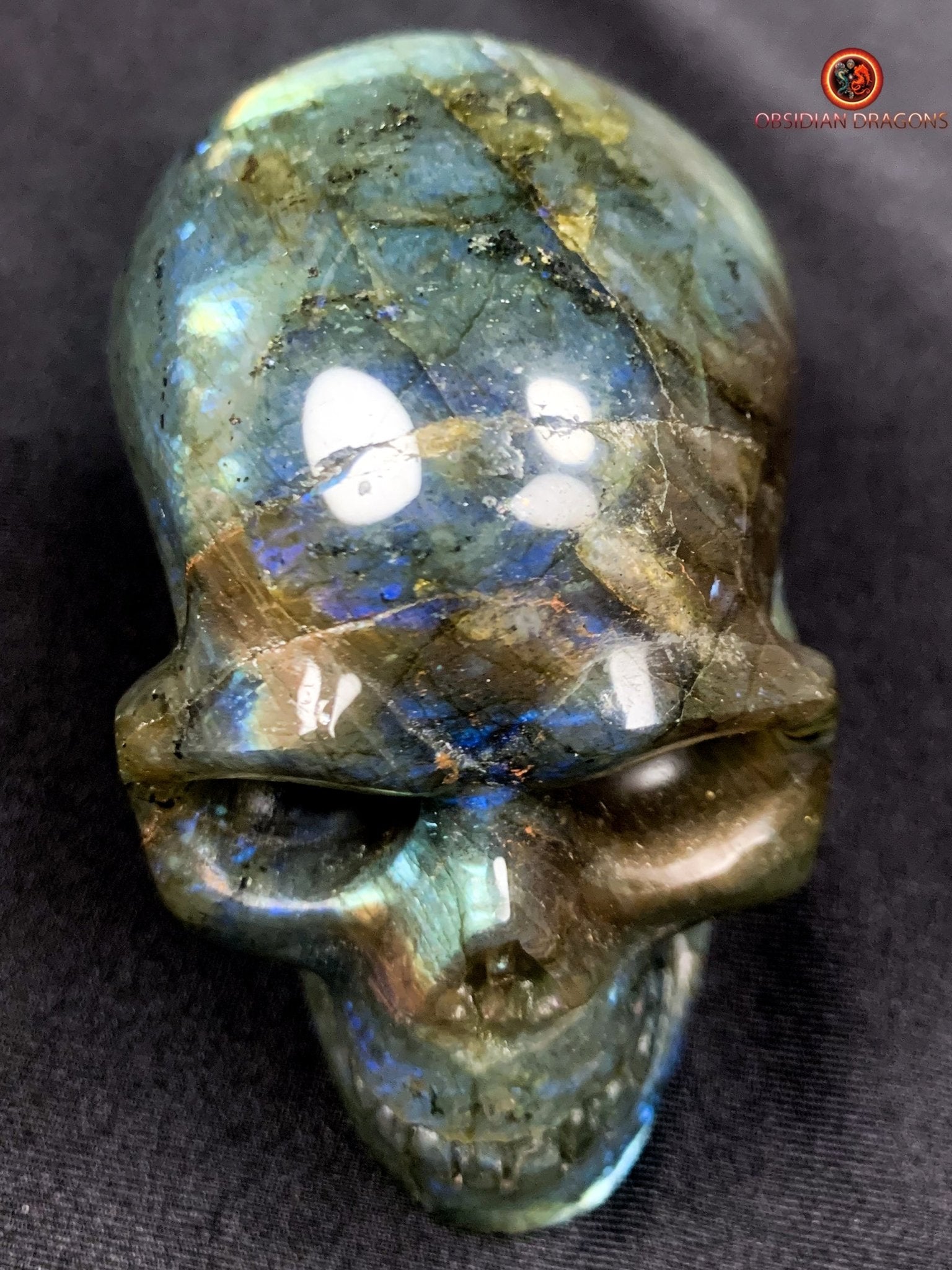 crâne de cristal en labradorite- unique