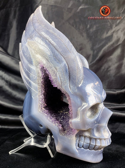 Crâne de cristal ailé- géode d'améthyste- rare et exceptionnel