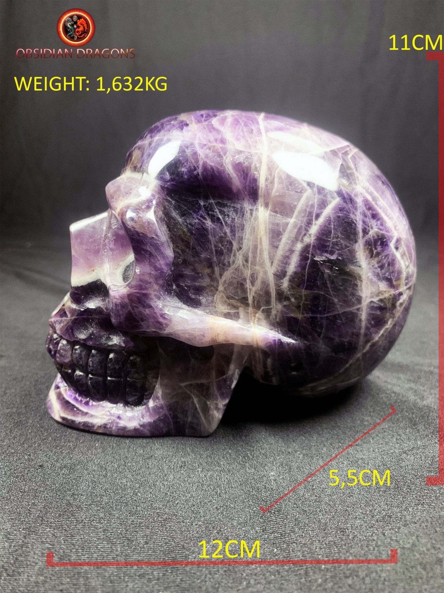 Grand crâne de cristal en améthyste- unique