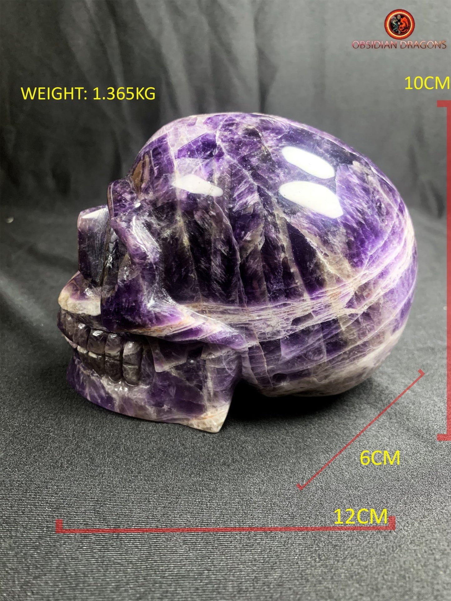 crâne de cristal en améthyste- Artisanal